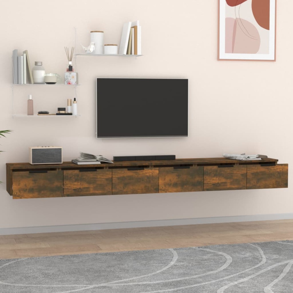 vidaXL Ντουλάπια Τοίχου 2 τεμ. Καπνιστή Δρυς 102x30x32 εκ. Επεξ. Ξύλο