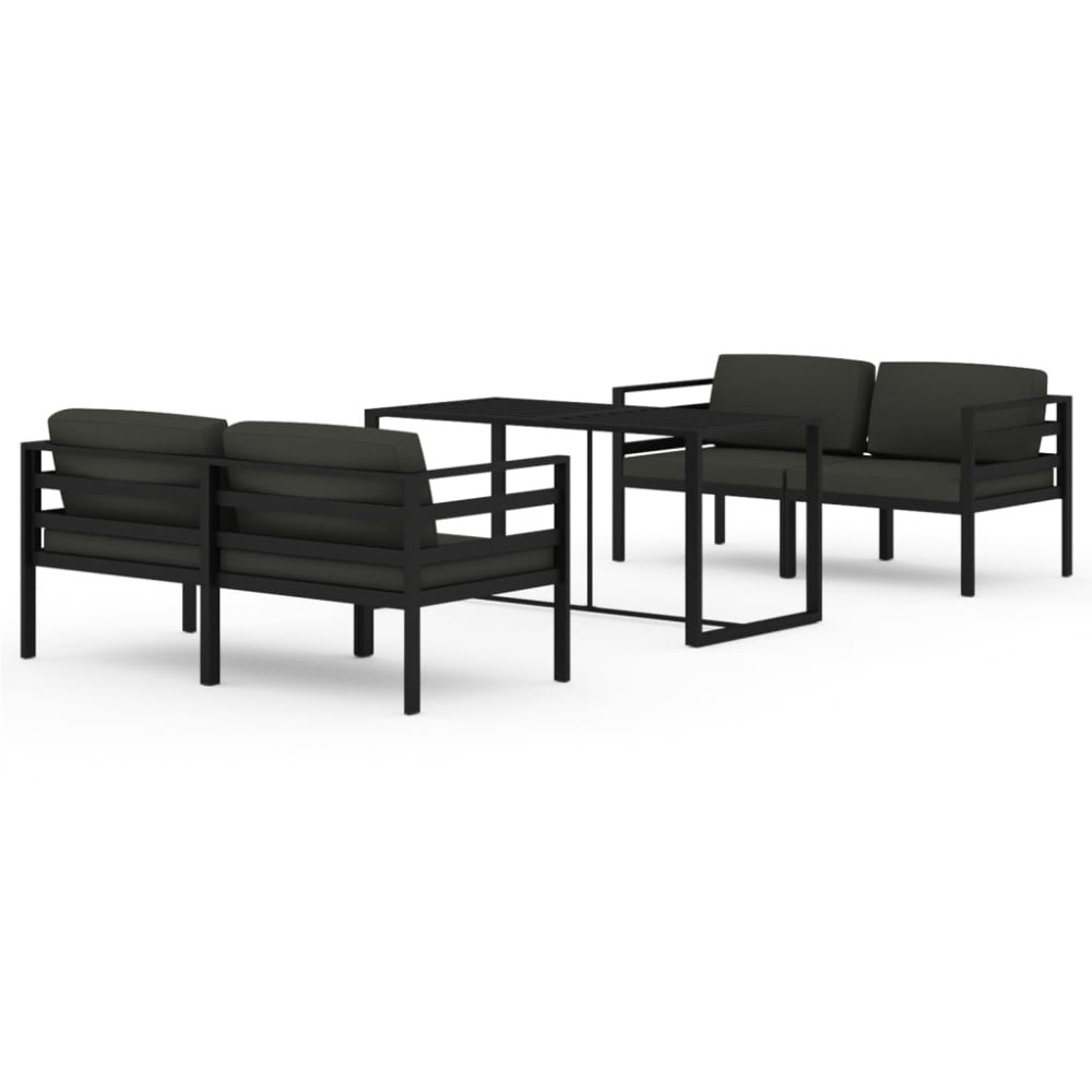 vidaXL Σαλόνι Κήπου 5 Τεμαχίων Ανθρακί Αλουμινίου με Μαξιλάρια
