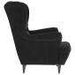 vidaXL Πολυθρόνα Μαύρη από Βελούδο με Σκαμπό