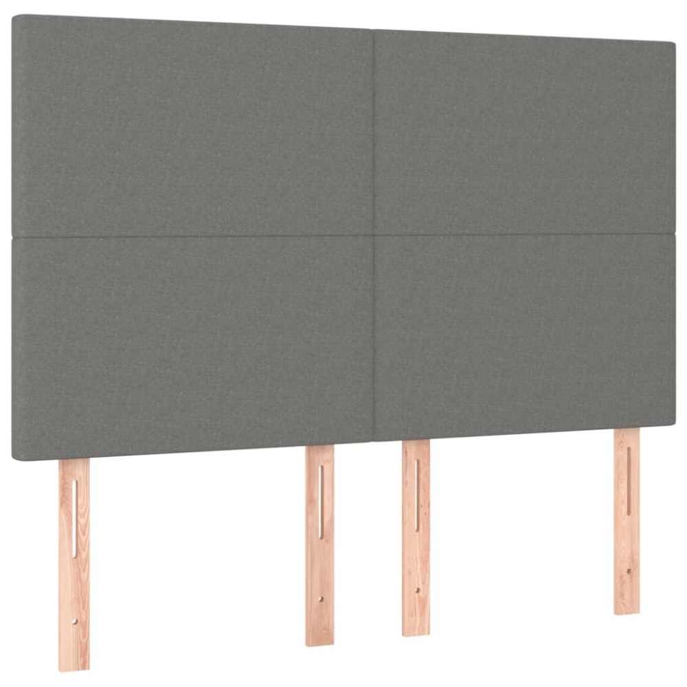 vidaXL Κεφαλάρι Κρεβατιού Σκούρο Γκρι 144x5x118/128 εκ. Ύφασμα