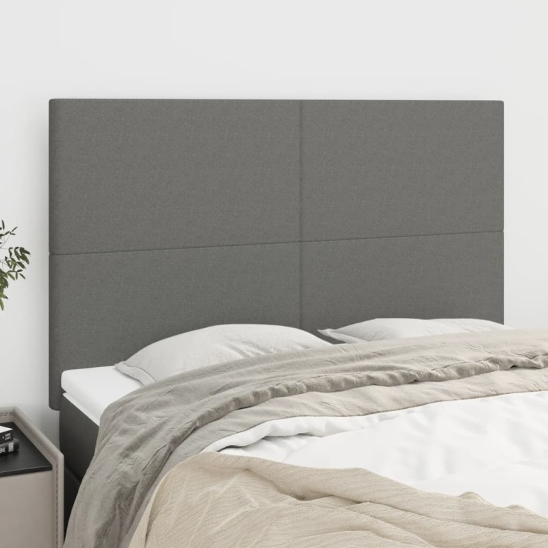 vidaXL Κεφαλάρι Κρεβατιού Σκούρο Γκρι 144x5x118/128 εκ. Ύφασμα