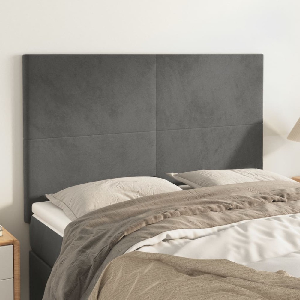 vidaXL Κεφαλάρι Σκούρο Γκρι Βελούδινο 144x5x118/128 εκ.
