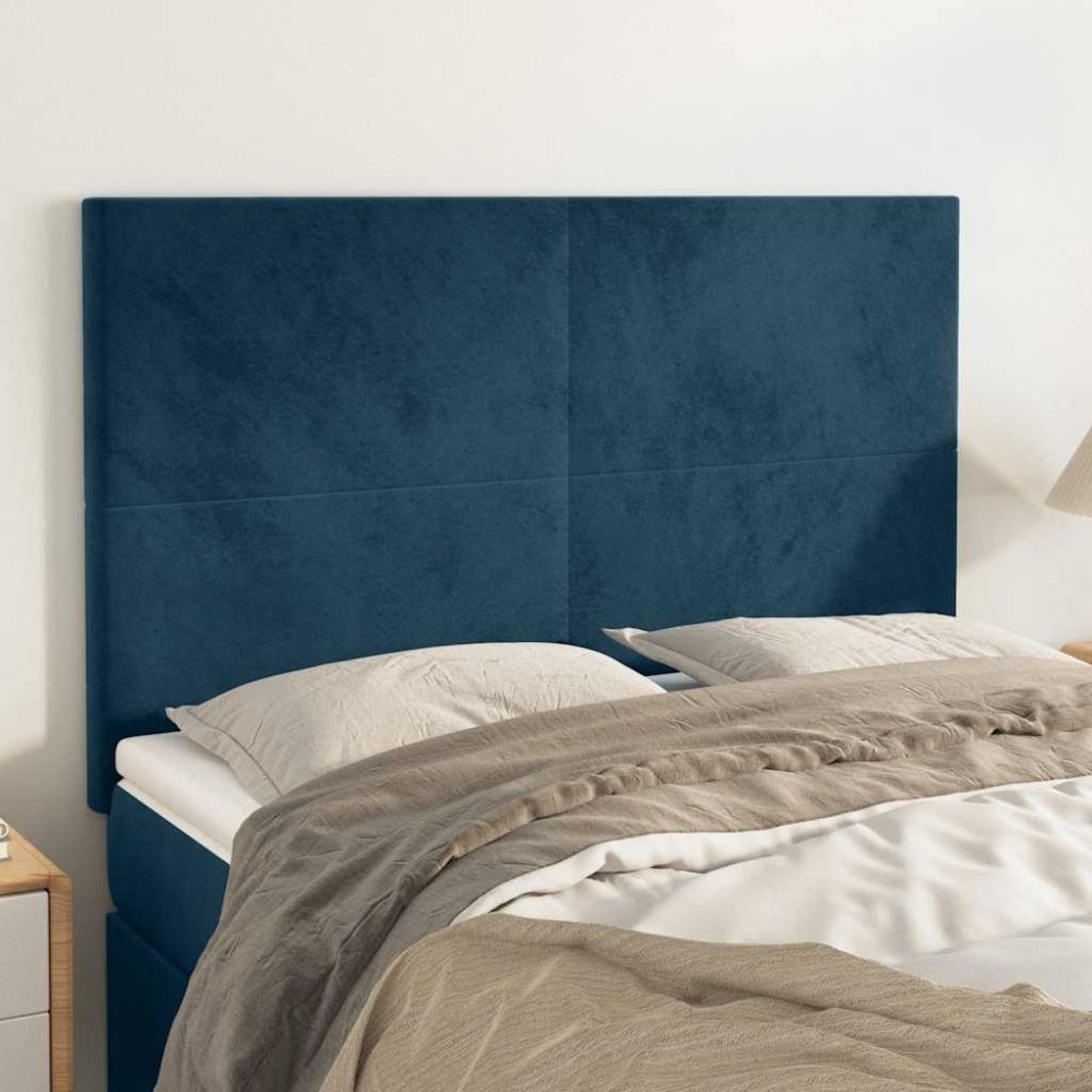 vidaXL Κεφαλάρι Σκούρο Μπλε Βελούδινο 144x5x118/128 εκ.