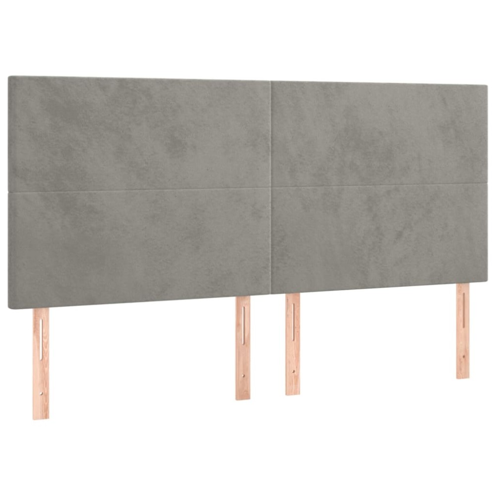 vidaXL Κεφαλάρι Ανοιχτό Γκρι 160x5x118/128 εκ. Βελούδο