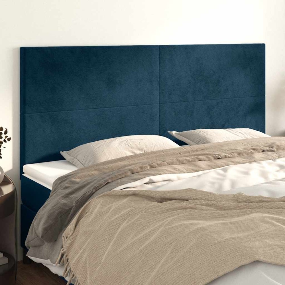 vidaXL Κεφαλάρι Σκούρο Μπλε Βελούδινο 160x5x118/128 εκ.