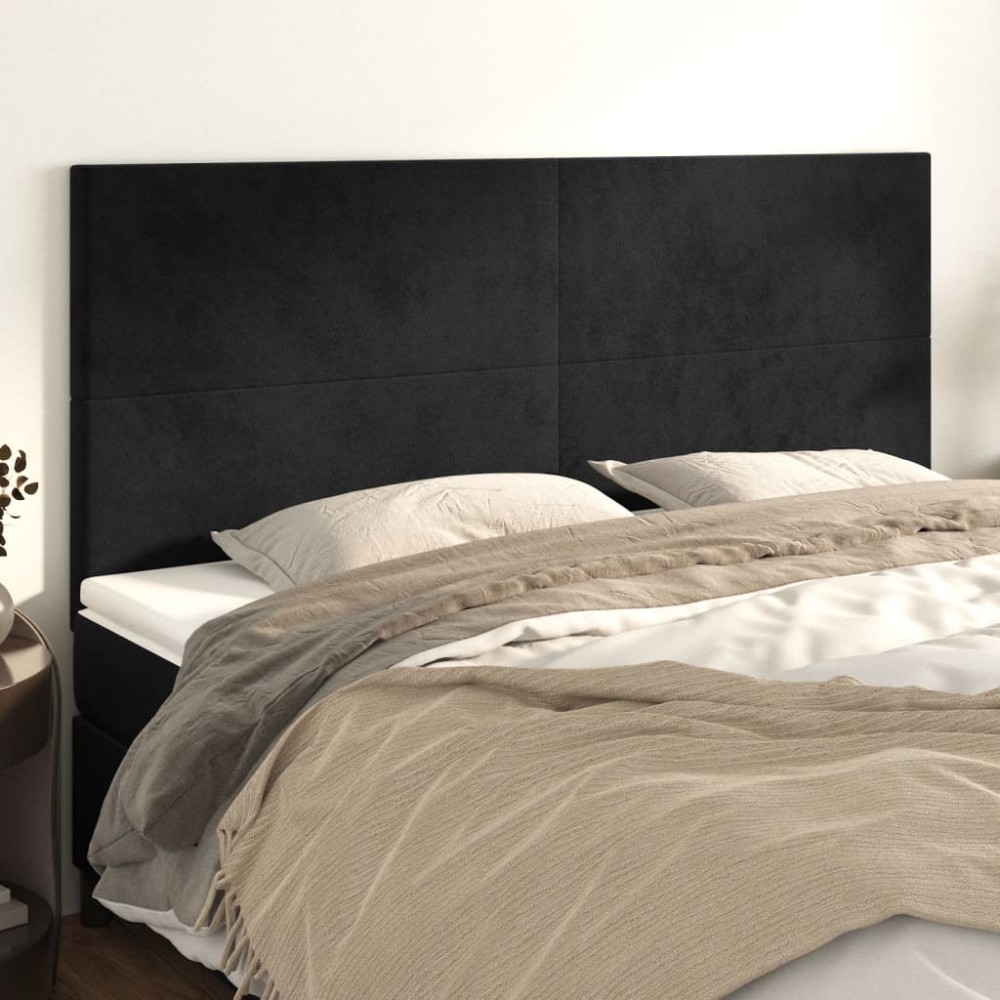 vidaXL Κεφαλάρι Μαύρο Βελούδινο 180x5x118/128 εκ.