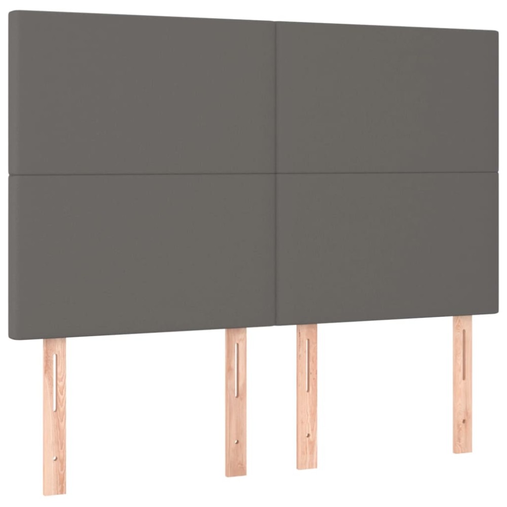 vidaXL Κεφαλάρι Κρεβατιού Γκρι 144x5x118/128 εκ. από Συνθετικό Δέρμα