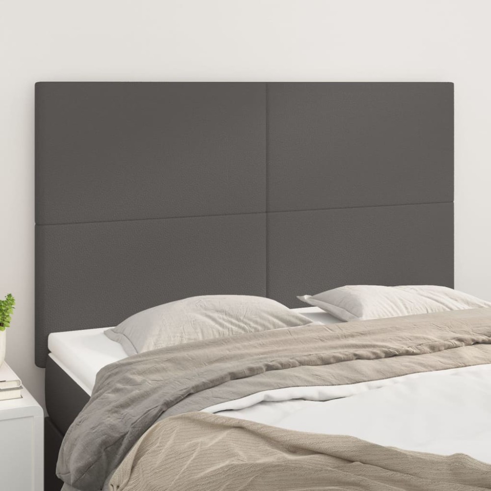 vidaXL Κεφαλάρι Κρεβατιού Γκρι 144x5x118/128 εκ. από Συνθετικό Δέρμα