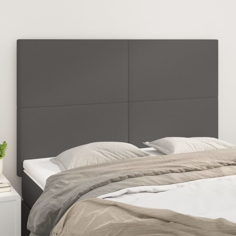 vidaXL Κεφαλάρι Κρεβατιού Γκρι 144x5x118/128 εκ. από Συνθετικό Δέρμα