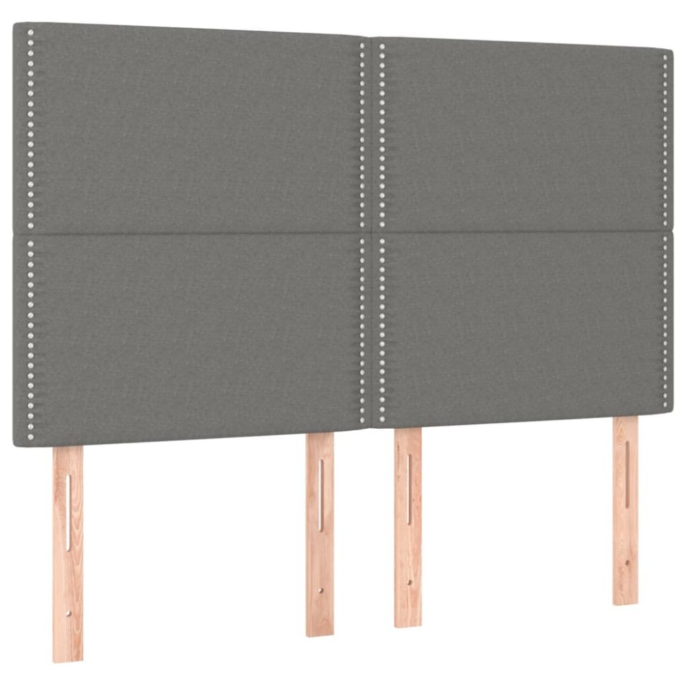 vidaXL Κεφαλάρι Κρεβατιού Σκούρο Γκρι 144x5x118/128 εκ. Ύφασμα