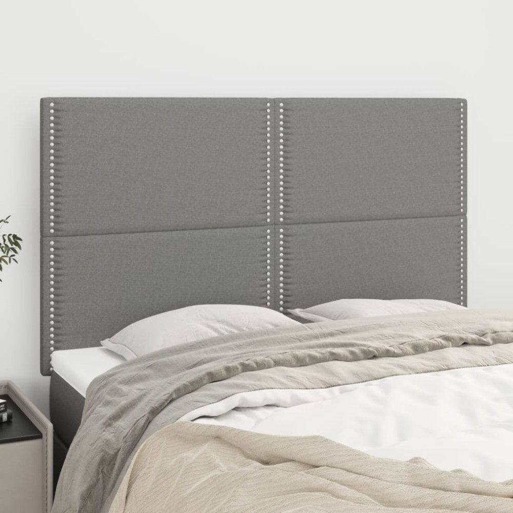vidaXL Κεφαλάρι Κρεβατιού Σκούρο Γκρι 144x5x118/128 εκ. Ύφασμα