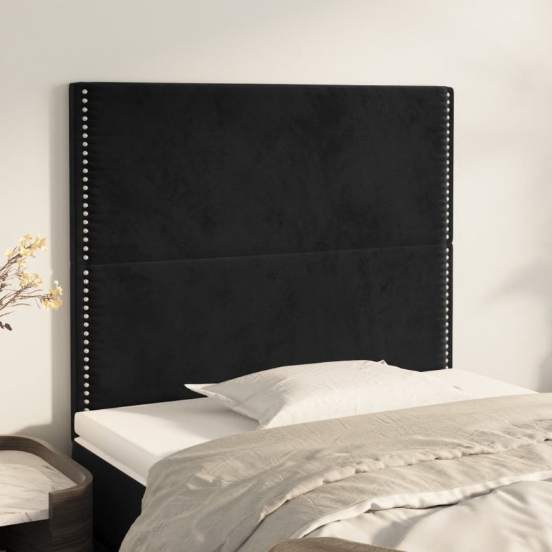 vidaXL Κεφαλάρι Μαύρο Βελούδινο 90x5x118/128 εκ.