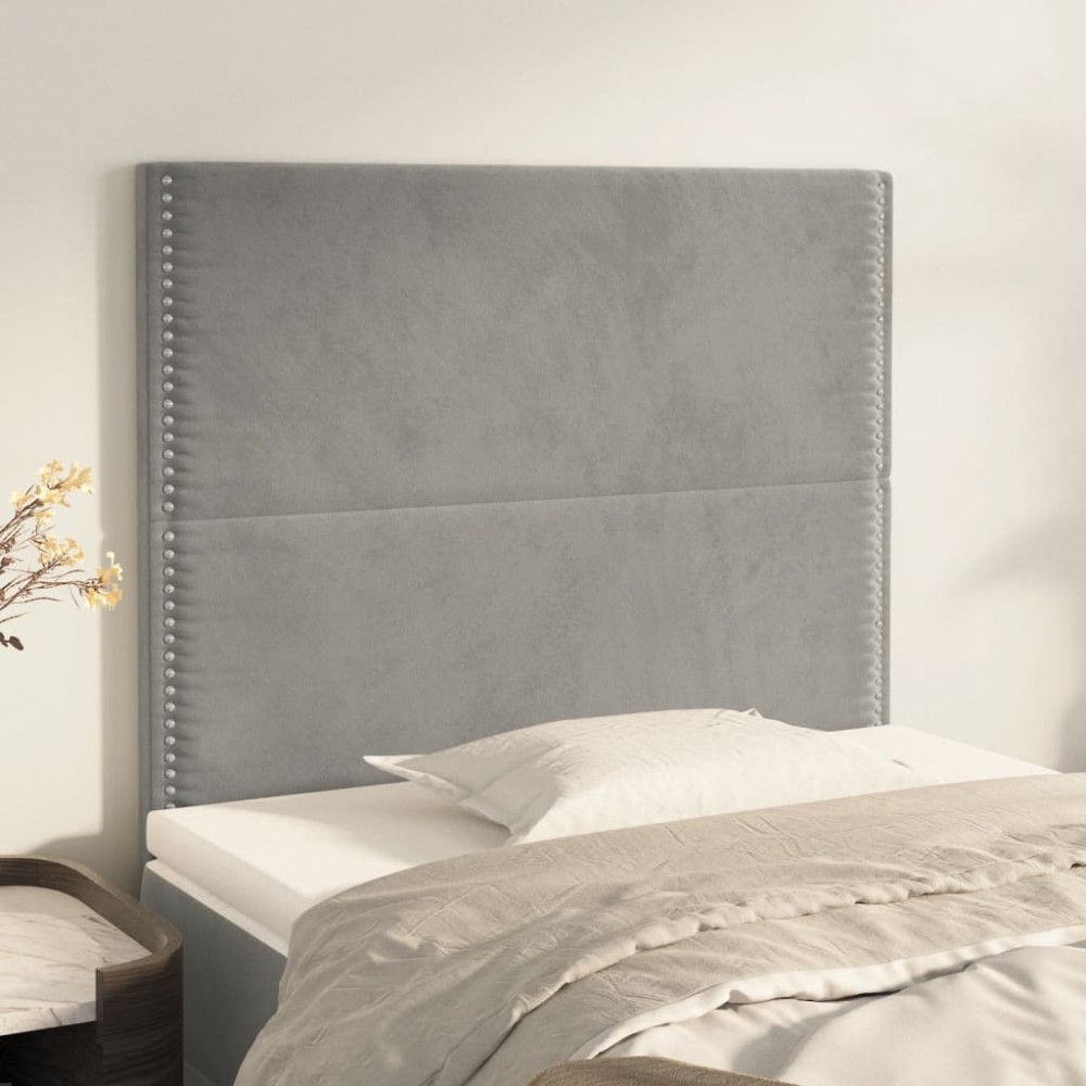 vidaXL Κεφαλάρι Ανοιχτό Γκρι Βελούδο 100x5x118/128 εκ.