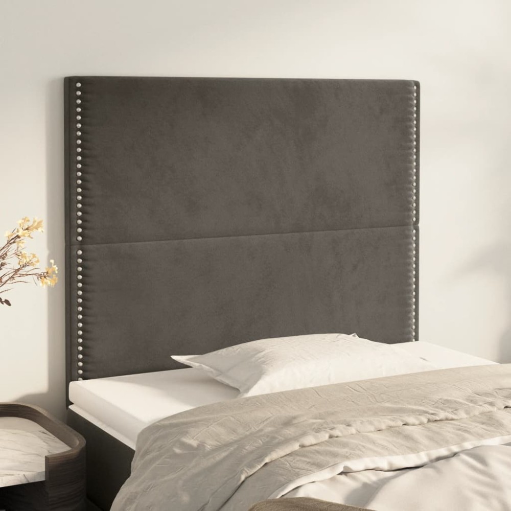 vidaXL Κεφαλάρι Σκούρο Γκρι Βελούδινο 100x5x118/128 εκ.