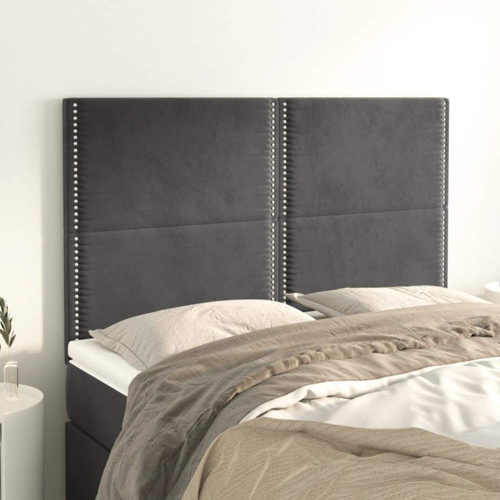 vidaXL Κεφαλάρι Σκούρο Γκρι Βελούδινο 144x5x118/128 εκ.