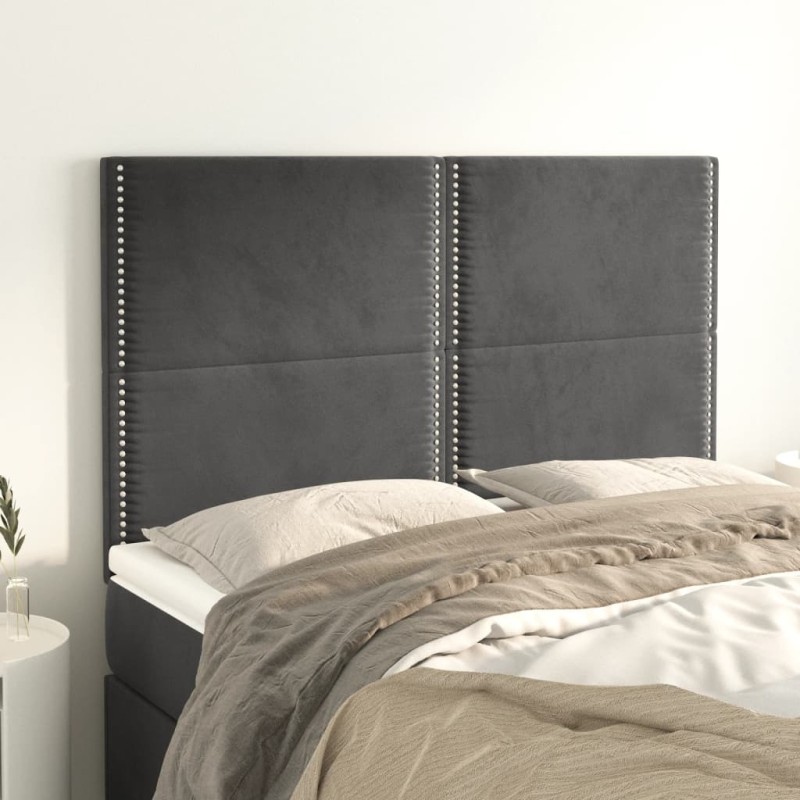 vidaXL Κεφαλάρι Σκούρο Γκρι Βελούδινο 144x5x118/128 εκ.