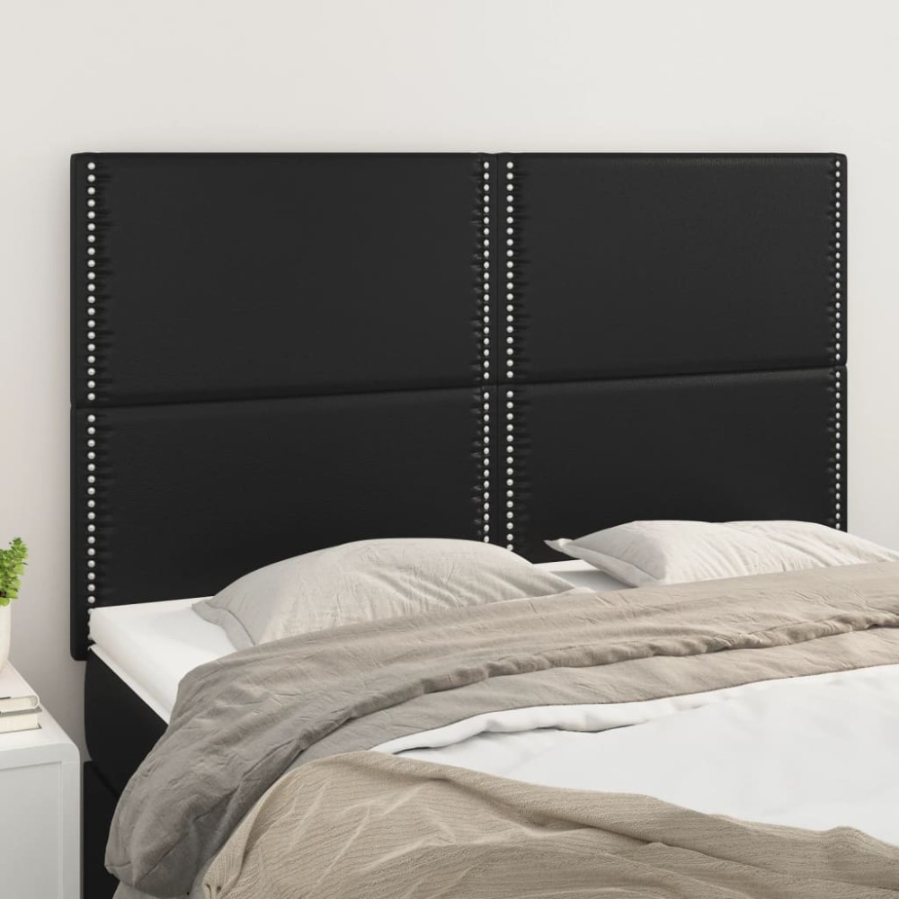 vidaXL Κεφαλάρι Μαύρο 144x5x118/128 εκ. από Συνθετικό Δέρμα