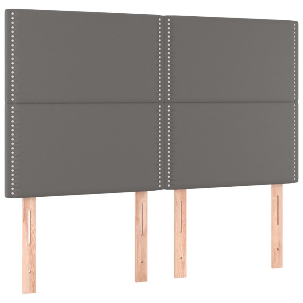 vidaXL Κεφαλάρι Κρεβατιού Γκρι 144x5x118/128 εκ. από Συνθετικό Δέρμα