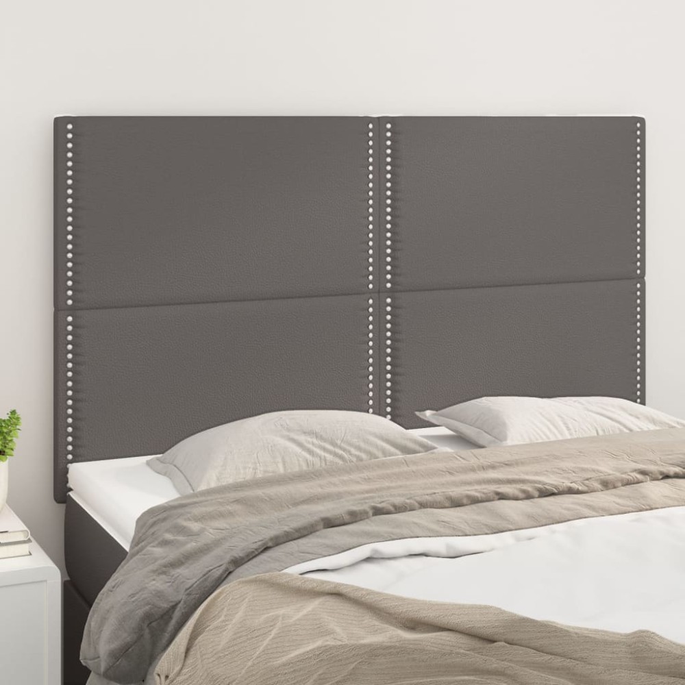 vidaXL Κεφαλάρι Κρεβατιού Γκρι 144x5x118/128 εκ. από Συνθετικό Δέρμα