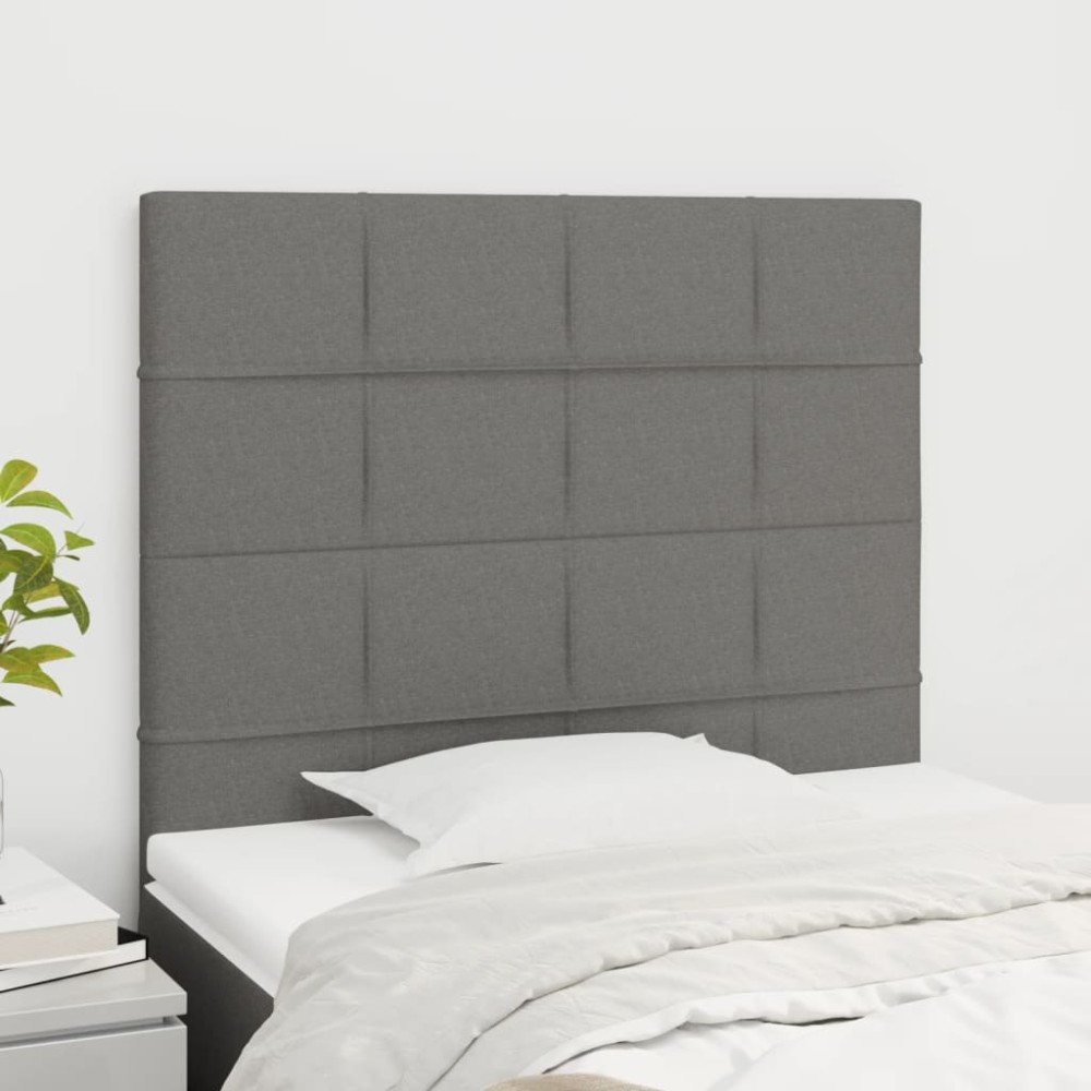 vidaXL Κεφαλάρι Κρεβατιού Σκούρο Γκρι 90x5x118/128 εκ. Ύφασμα