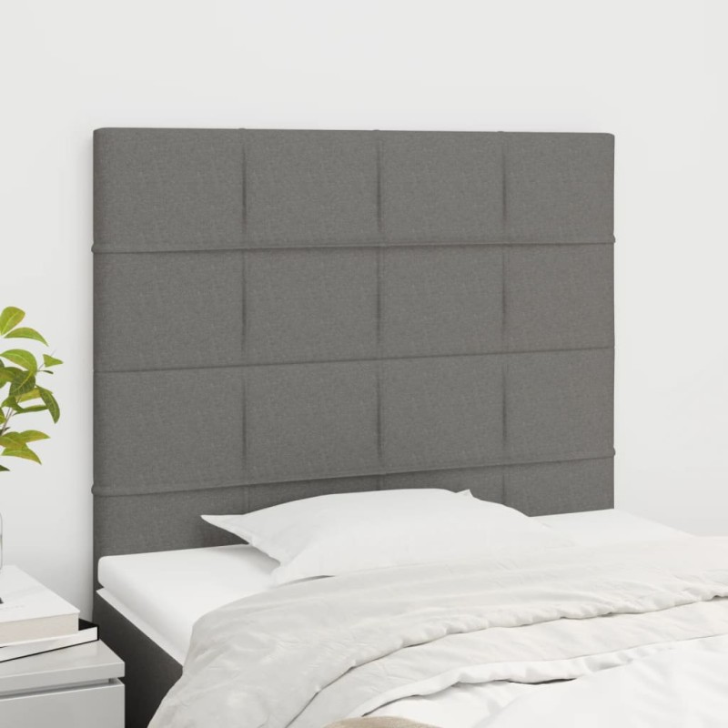 vidaXL Κεφαλάρι Κρεβατιού Σκούρο Γκρι 90x5x118/128 εκ. Ύφασμα