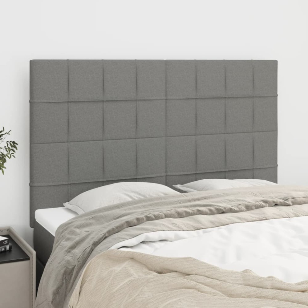 vidaXL Κεφαλάρι Κρεβατιού Σκούρο Γκρι 144x5x118/128 εκ. Ύφασμα