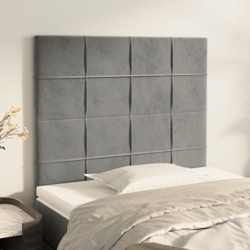 vidaXL Κεφαλάρι Ανοιχτό Γκρι 90x5x118/128 εκ. Βελούδο