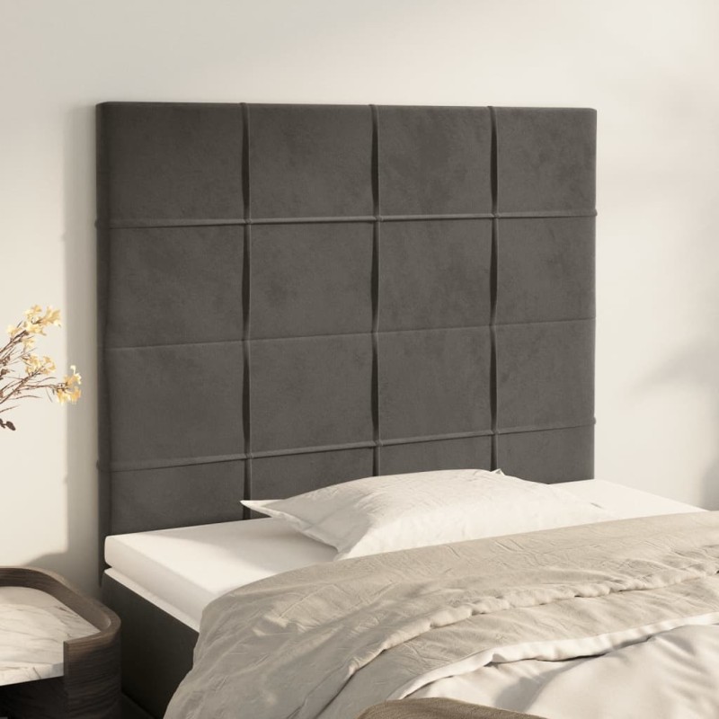 vidaXL Κεφαλάρι Σκούρο Γκρι Βελούδινο 90x5x118/128 εκ.