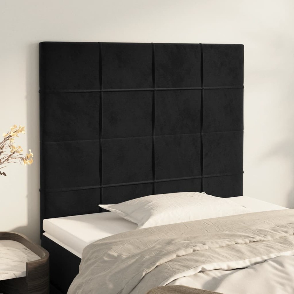 vidaXL Κεφαλάρι Μαύρο Βελούδινο 90x5x118/128 εκ.