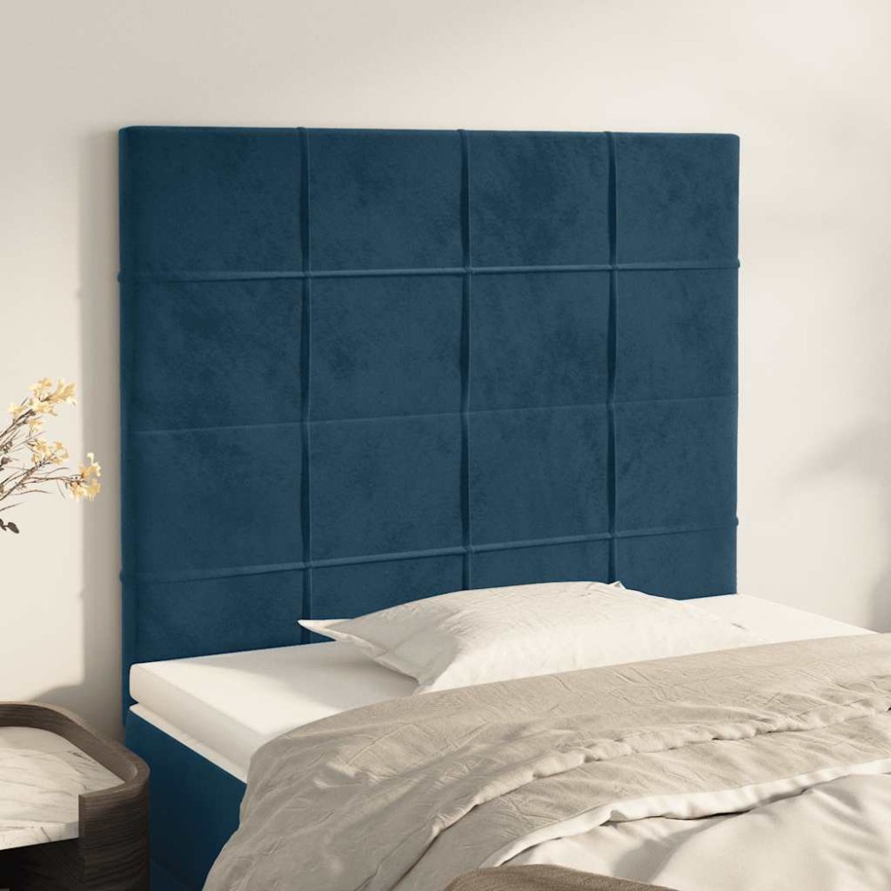 vidaXL Κεφαλάρι Σκούρο Μπλε Βελούδινο 90x5x118/128 εκ.