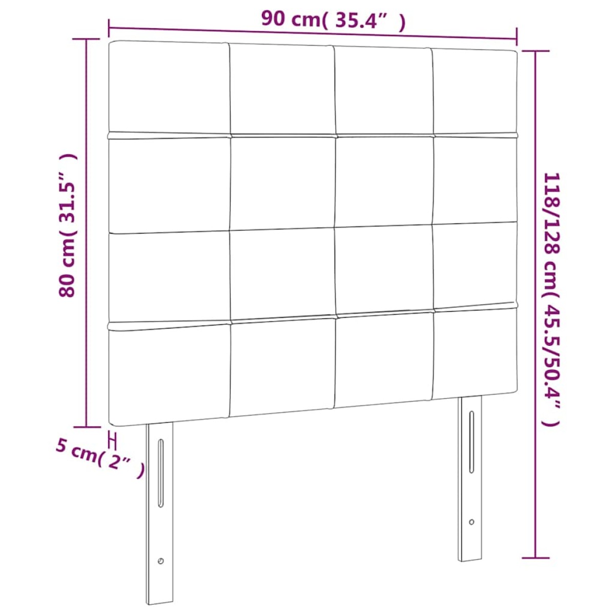 vidaXL Κεφαλάρια Κρεβατιού 2 τεμ.Σκούρο Μπλε 90x5x78/88 εκ. Βελούδινο