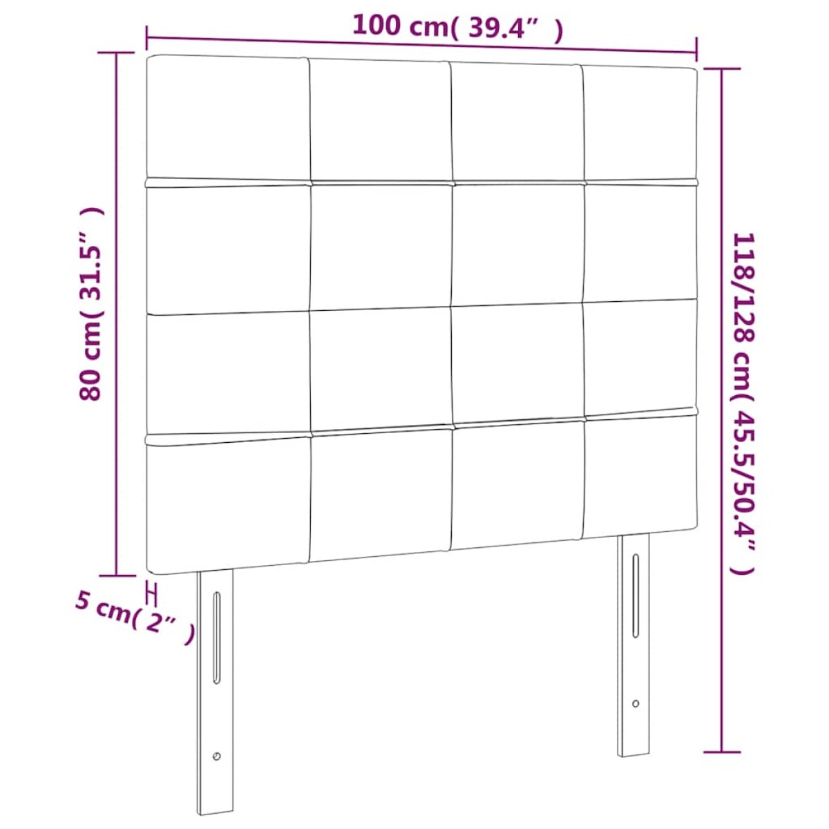 vidaXL Κεφαλάρια Κρεβατιού 2 τεμ.Σκούρο Μπλε 100x5x78/88 εκ. Βελούδινο