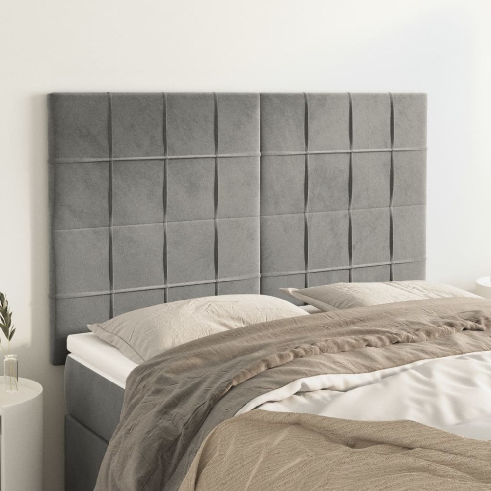 vidaXL Κεφαλάρι Ανοιχτό Γκρι Βελούδο 144x5x118/128 εκ.