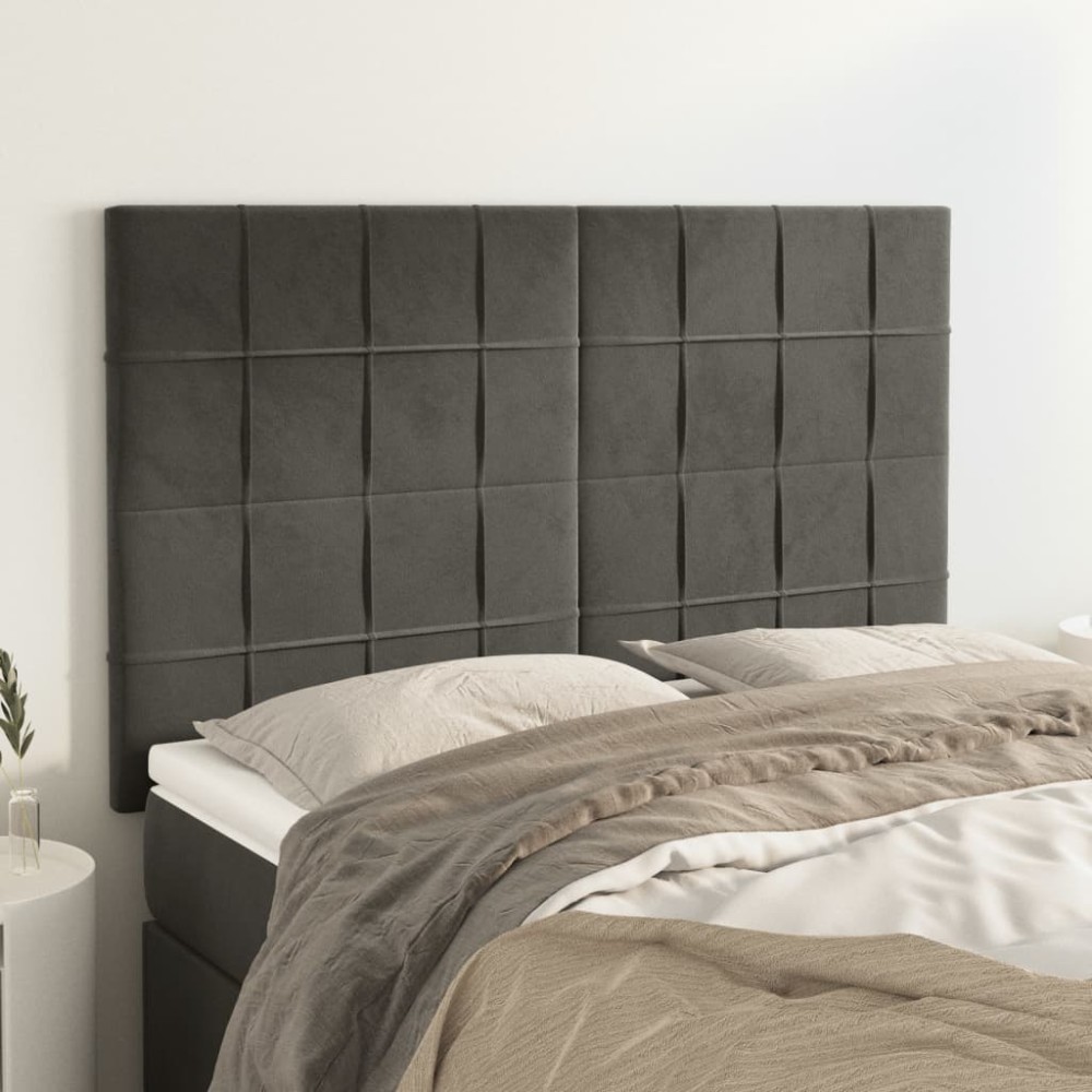vidaXL Κεφαλάρι Σκούρο Γκρι Βελούδινο 144x5x118/128 εκ.