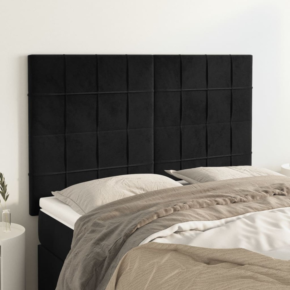 vidaXL Κεφαλάρι Μαύρο Βελούδινο 144x5x118/128 εκ.