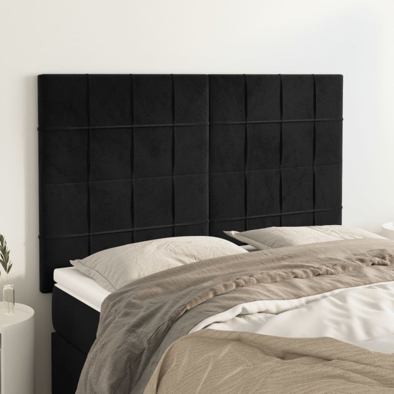 vidaXL Κεφαλάρι Μαύρο Βελούδινο 144x5x118/128 εκ.