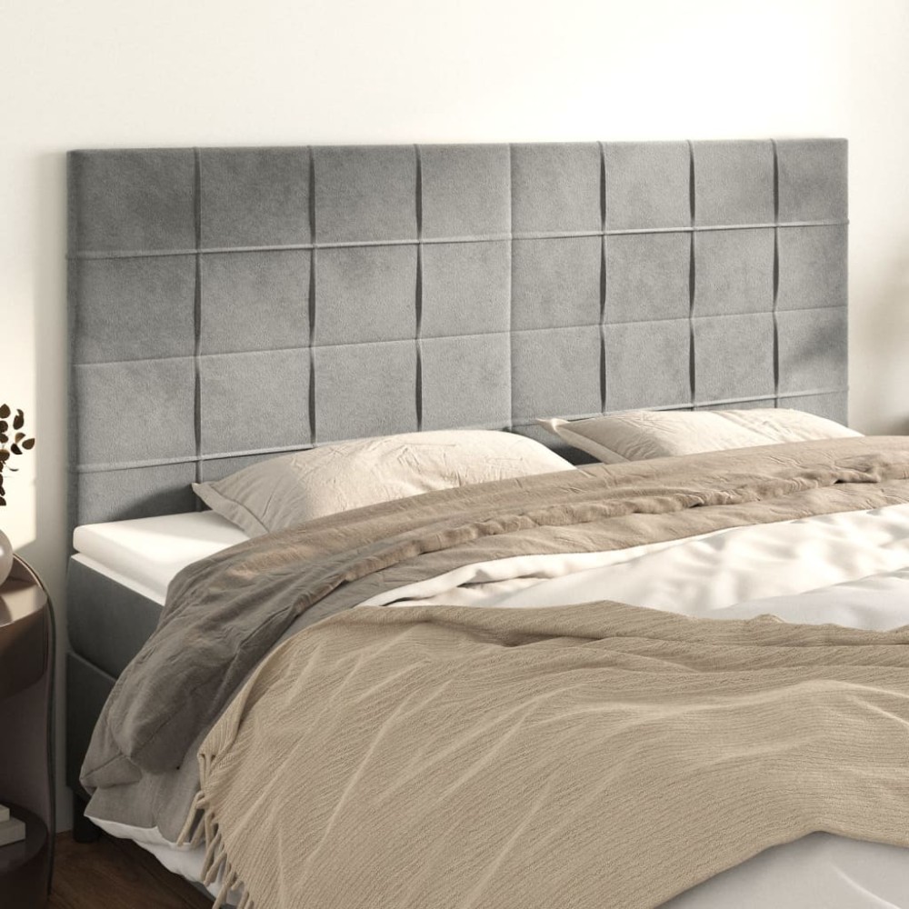 vidaXL Κεφαλάρι Ανοιχτό Γκρι 180x5x118/128 εκ. Βελούδο
