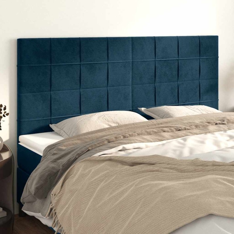 vidaXL Κεφαλάρι Σκούρο Μπλε Βελούδινο 180x5x118/128 εκ.