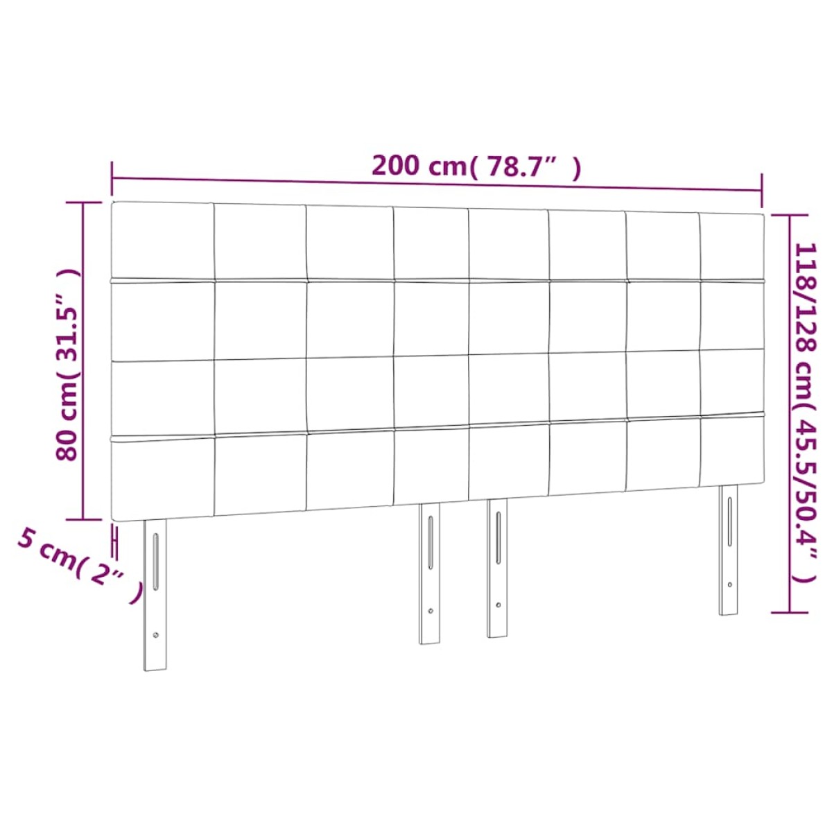 vidaXL Κεφαλάρια Κρεβατιού 4 τεμ.Σκούρο Μπλε 100x5x78/88 εκ. Βελούδινο