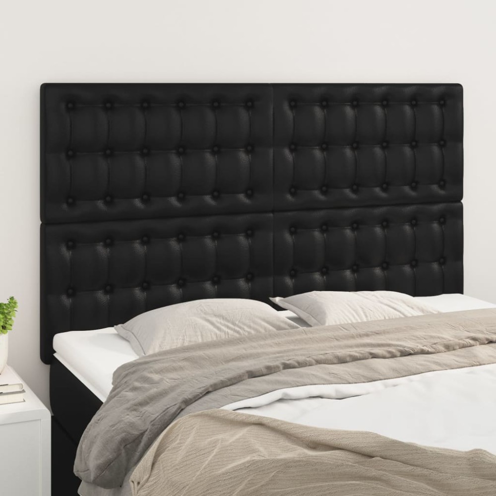 vidaXL Κεφαλάρι Μαύρο 144x5x118/128 εκ. από Συνθετικό Δέρμα