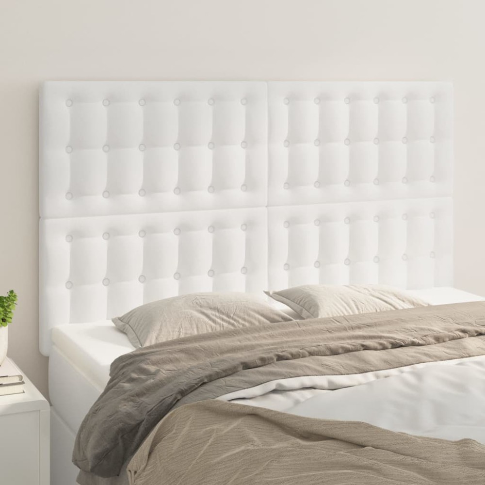 vidaXL Κεφαλάρι Κρεβατιού Λευκό 144x5x118/128 εκ. από Συνθετικό Δέρμα