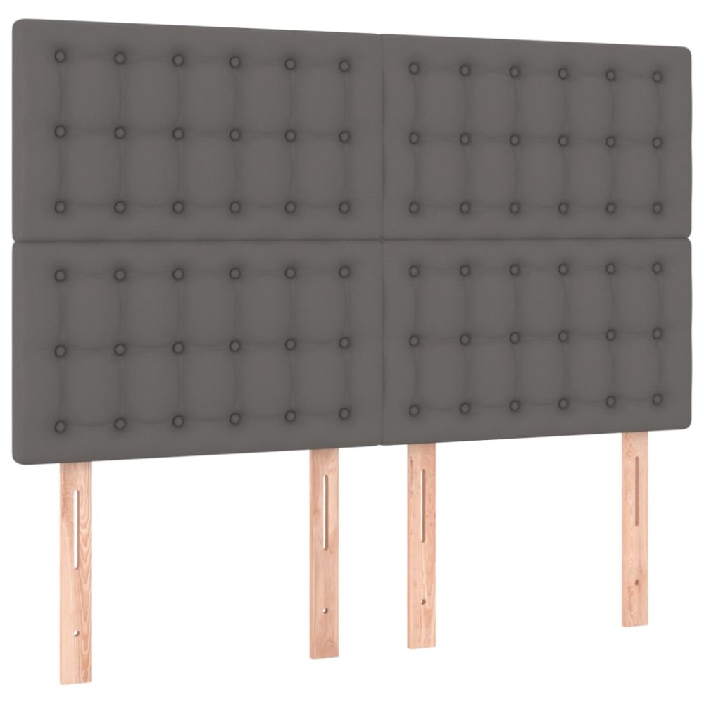 vidaXL Κεφαλάρι Κρεβατιού Γκρι 144x5x118/128 εκ. από Συνθετικό Δέρμα