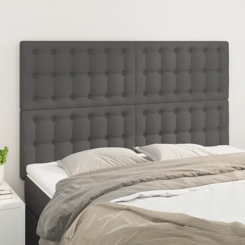 vidaXL Κεφαλάρι Κρεβατιού Γκρι 144x5x118/128 εκ. από Συνθετικό Δέρμα