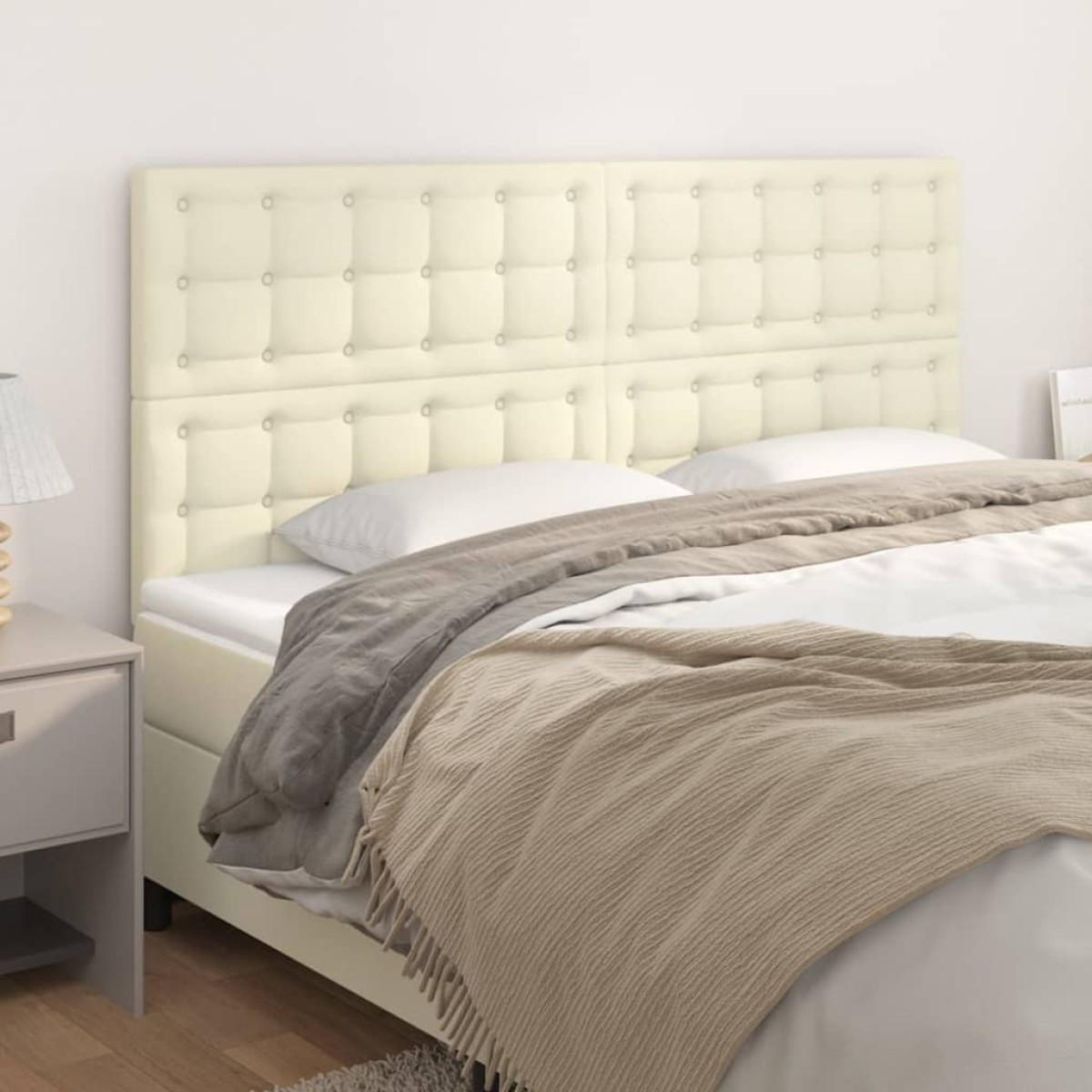 vidaXL Κεφαλάρια Κρεβατιού 4 τεμ. Κρεμ 100x5x78/88 εκ. Συνθετικό Δέρμα