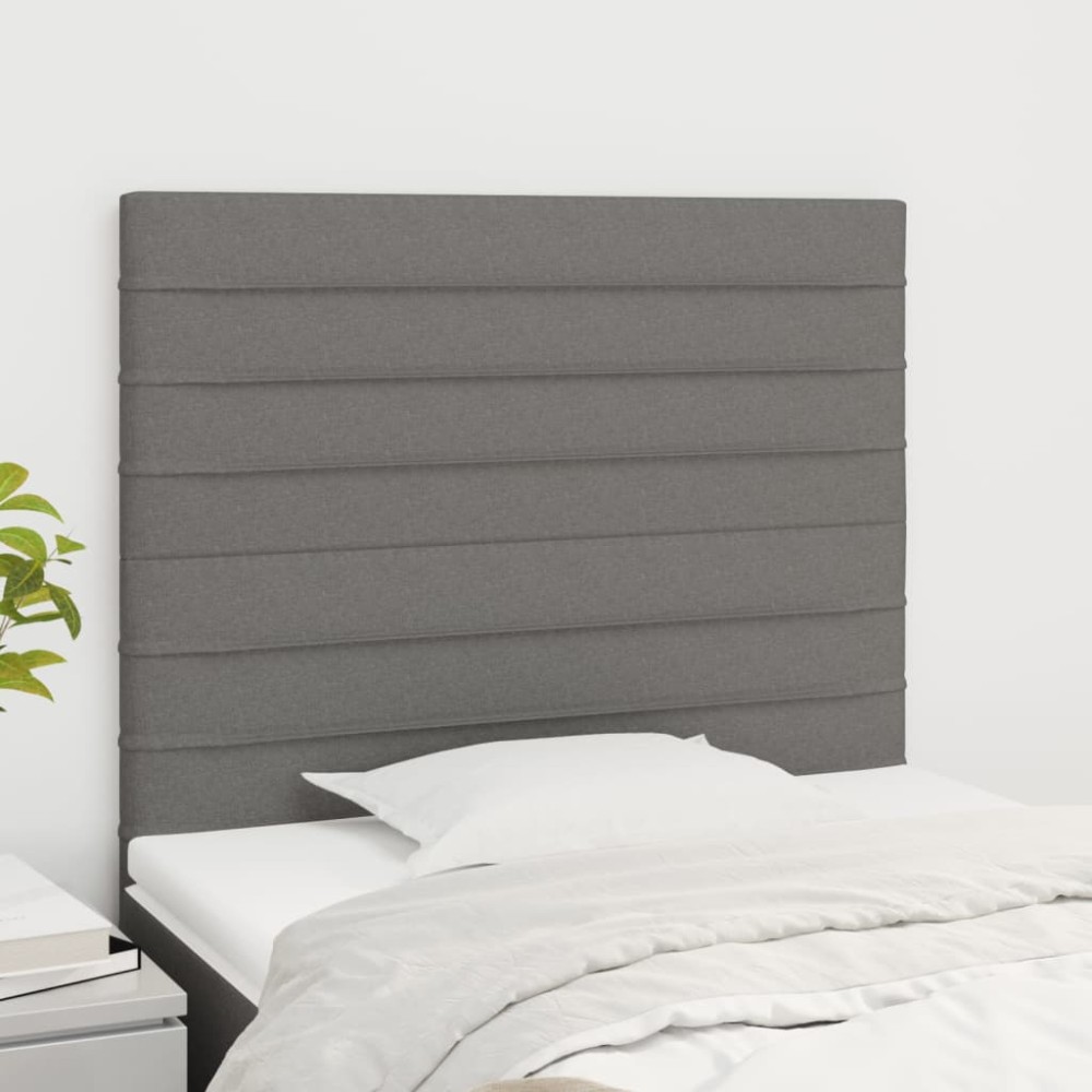 vidaXL Κεφαλάρι Κρεβατιού Σκούρο Γκρι 90x5x118/128 εκ. Ύφασμα
