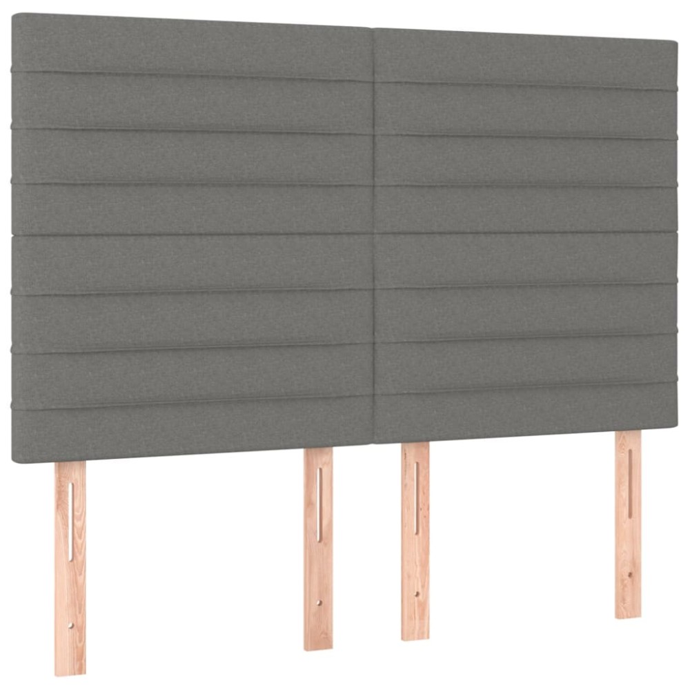 vidaXL Κεφαλάρι Κρεβατιού Σκούρο Γκρι 144x5x118/128 εκ. Ύφασμα