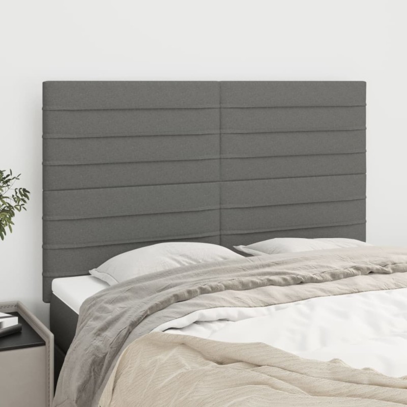 vidaXL Κεφαλάρι Κρεβατιού Σκούρο Γκρι 144x5x118/128 εκ. Ύφασμα