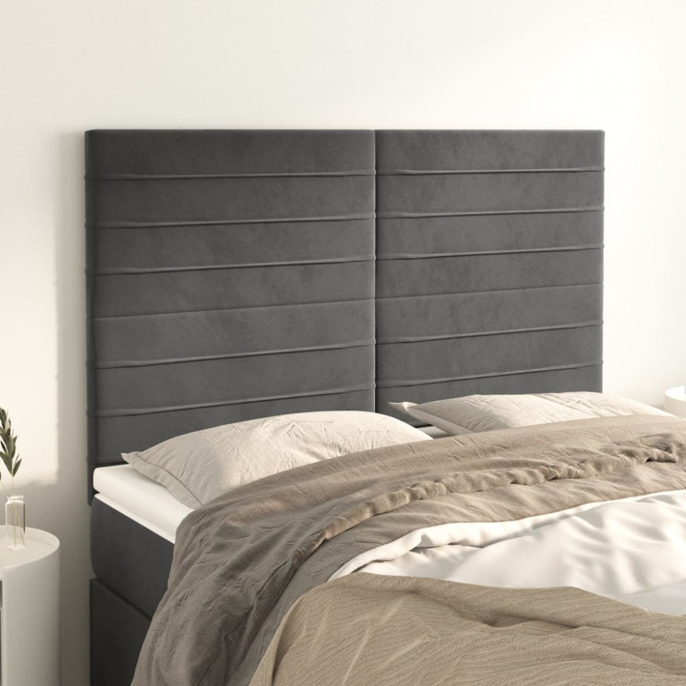 vidaXL Κεφαλάρι Σκούρο Γκρι Βελούδινο 144x5x118/128 εκ.