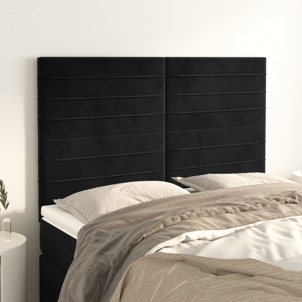 vidaXL Κεφαλάρι Μαύρο Βελούδινο 144x5x118/128 εκ.