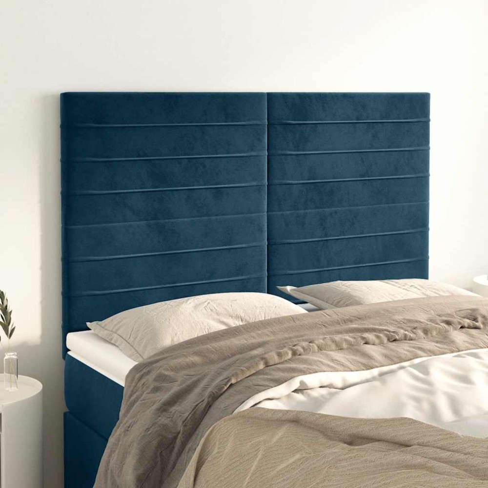 vidaXL Κεφαλάρι Σκούρο Μπλε Βελούδινο 144x5x118/128 εκ.